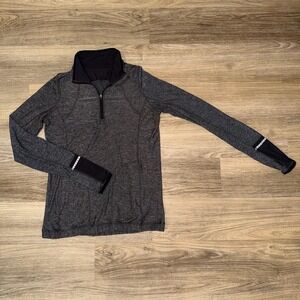 Lululemon Pace Pusher 1 2 Zip Womens 8 Black Heathered Running Pullover
